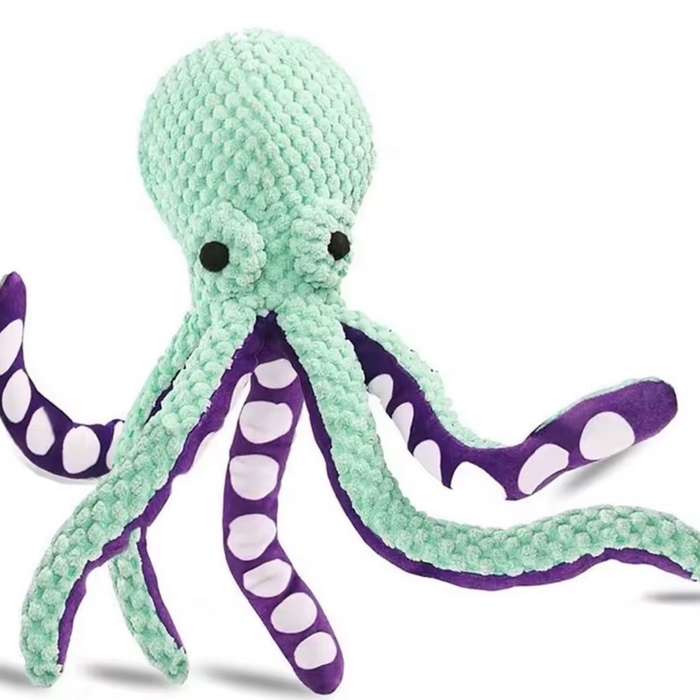Plush Octopus Dog Toy with Crinkle & Squeaker – 12.6” Durable Pet Chew Toy